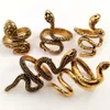 100pcs lot Exaggerated Antique Punk Style Animal Snake Ring Gold Silver Black Mix Hip hop Rock Fashion Ring Party Jewelry Unisex291f