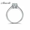 AINOUSHI Real 1.0 Carat Engagement Ring 925 Sterling Silver SONA NSCD Wedding Rings For Women Party Gift Y200106