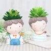 Criativo Cartoon Menino Flowerpot Plantas Plantas Plantador Pote Estilo Europeu Flor Flor Mini Cacto Flor Pot Cardie Casamento Casa Decoração T9i001006