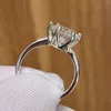 Kluster Ringar Högkvalitativ 3ct 9mm Real Moissanite Ring Färg D-F VVS Diamanter Justerbar Resizable 925 Silver för Kvinnor Party Girls