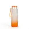 Sublimation Blank Water Bottle 500ML Outdoor Travel Leakproof Drinkware DIY Gradient Frosted Glass Sport Camp Drink Bottles