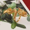 Cool Mannen Hoofd Dragon Ring Goud Kleur Messing Dier Afrikaanse Partij Trouwring Sieraden Geschenken