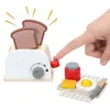 Kids Wooden Pretend Play Sets Simulation Toasters Bread Maker Coffee Machine Kit Game Wood Mixer Kitchen Role Toy Kids Gifts LJ201009