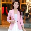 Biuro Lady Eleganckie Krótkie Blazers Płaszcze Nowa Jesień Moda Koreański Styl Mały Kostium Slim Kurtki Kobiety Blazer Feminino LJ201021