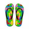 Anpassade kvinnor lägenheter hus tofflor tofflor 3d tetris tryck sommar mode strand sandaler för kvinnliga damer flip flops gummi flipflops h7tw#