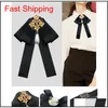 Partihandel Bow Tie Vintage Cameo Lady Head Diamod Ribbon Tassel Brosch Chic Girls Elegant Costum J Qylrih Dhseller2010