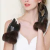 Women's Mink Fur Gloves Real Sheepskin Leather Gloves Touch Screen Winter Warm Female Luxury Mittens S2433 211224