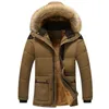 Winter Fur Collar Coat Hooded Jacket Män Vinter Vindskydd Tjocken Fleece Parka Mens Jackor och Coats Plus 5XL Outwear Clothes