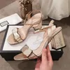 Chaussures classiques pour femmes mode sandales en cuir véritable dames chaussures de mariage à talons hauts sandales été de qualité supérieure avec boîte d'origine