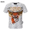 22ss nouveau PP Fashion Men's Designer slim fit tee T-shirt d'été strass manches courtes col rond chemise Skulls Print Tops Streetwear col Polos M-xxxL P88246