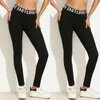 Leggings sportivi da palestra per allenamento da donna Pantaloni lunghi slim da fitness Pantaloni elasticizzati da donna neri