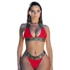 Sexy Bikini Sets for Women Bandage Swimsuit Crop Top Swimwear Thong Bathing Suit High Cut Beachwear Solid Print New Bather