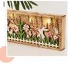 新しいイースターの木製の工芸品のおもちゃLed Light Rabbitの花イースターの装飾の家のパーティー照明デスクトップ飾りw0