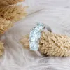 Transgems 10k oro blanco tres piedras 2ct 7.5mm corte cojín Moissanite anillo de compromiso para mujeres joyería fina Y200620
