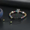 Nowa konstrukcja Bransoletka Crown Hurtownie 10 sztuk / partia 8mm Multicolor Kolory Hematyt Kamienne Koraliki z Clear Cor Corown Bransoletki dla mężczyzny i kobiety