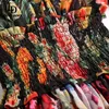 LD Linda Della Fashion Runway Automne Robe longue à manches longues pour femmes Taille élastique Imprimé floral Fête élégante Robe longue LJ200818