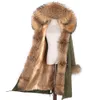 防水冬用ジャケットリアルファーコート女性X-Long Parka 7xl Real Rabbit Fur Liner Natural Raccoon Fur Collar Hooded 201126