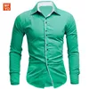 Men's Casual Shirts Wholesale- Brand Mens Formal Business Slim Long Sleeve Dresse Unique Turn-down Collar Men 10 Colors1