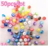 6 / 8mm 50 pcs DIY Pulseira Acessórios Crianças Artesanato Departamento Redondo Transparente Resina Listra Beads Para Jóias Jllora