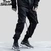 2021 Hip Hop Streetwear Cargo Pants Pocket Men Harajuku Harem Pant Swag Ribbon Pantaloni da jogging Pantaloni neri Pantaloni sportivi HipHop High Street H1223