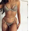 Artsu underkläderuppsättning 3 stycken Sexig bh och trosuppsättning ärmlösa backless trosor set intimates mousserande assu60406