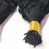 Vorgebundene Echthaarverlängerungen mit Stick I-Spitze, verworrenes lockiges brasilianisches Echthaar, 1 g/s, 100 g, braune, blonde Keratin-Haarverlängerungen
