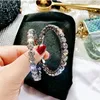 925 Sterling Silver Post 5.5cm Big Circle Shiny CZ Crystal Orecchini a cerchio Orecchini a cerchio con strass Regalo di Natale