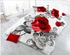 3D Vermelho Rosa Conjunto de Cama de Linho Flower Cama Dupla Rei Rei Duveta Quilt Cobertura Bedclothes Frolvícula 4 Pçs / Set Home Têxtil Beleza 201021