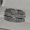 Choucong marca nova espumante jóias de luxo 925 prata esterlina completa princesa corte whte topázio cz diamante festa feminino casamento banda r5231519