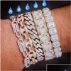 Paper Clip Coffee Bean Lock Clasp Link 78 Inch Bracelet Iced Out Zircon Bling Hip Hop Men Jewelry Gift Beaded Charms Bracelets P09215437