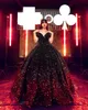 Ombre Black Red Glitter Quinceanera Dresses 2023 Plus Size Ball Gown Masquerade Princess Girl Sequin Long Sweet 16 Prom Dresses for 15 Years Off-the-Shoulder Quince 15