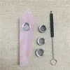 Portasigarette da pipa in cristallo di quarzo rosa naturale + 3 filtri + 1 pennello 201125