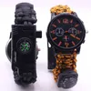 Gratis frakt Män Sports Watch Militär Paracord Strap Compass Adventure Vattentät Survival Essential Men Armband med termometer