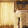 3x3 متر usb نافذة ستارة سلسلة ضوء عيد الميلاد الصمام أضواء الجنية السيطرة على الموسيقى في الهواء الطلق 8 إضاءة وضع جارلاند حفل زفاف ديكو