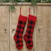 Santa Claus Gift Plaid Stocking Knit Kerstkousen Kerstversiering Plaid Sokken Kinderen Snoep Gift Opbergzakken EERA2145