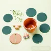 Coasters DIY Cactus Coaster Set of 6 Pieces with Flowerpot Holder for Drinks Novelty Gift for Home Office Bar Decor T200703