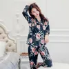 Womens Pajamas Satin Silk Button Sets Pyjamas Lingerie pijama Bathrobe Suit Sleepwear For Women Drop 201113