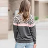 Hilorill Kvinnor Hoodies Leopard Striped Patchwork Sweatshirt Höst Långärmad O Neckover Casual Kvinna Streetwear Topp 201216