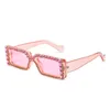 Óculos de sol personalizados de strass-cravejado para mulheres tendência quadrado sol óculos brilhantes festa óculos 7 cores atacado