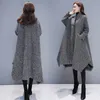 das mulheres tamanho coreana Trench Coats soltas Longo Overcoat Além disso feminino Manto casaco de lã Outono Inverno roupas populares