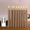 Pack of 6 Yellow Flickering Remote LED Taper Candles,20.5 cm/25.5 cm PLastic Timer Warm White Battery Operated Candlesticks H1222