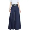 Mulheres casuais soltas plissadas largas pants calças palazzo calças de outono hight cintura elegante pantalon escritório calças senhoras com bolsos t200223