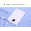 9XL 7XL 6XL Striped Men French Cufflinks Casual Dress Shirt Long Sleeved White Collar Design Style Mens French Cuff Dress Shirts LJ200925