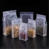 Frosted Transparent Stand Up Plastic Bags Flat Bottom Zipper Bag Reusable Airtight Food Storage Pouch