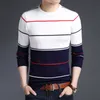 Mens Sweaters Fashion Marka Sweater Erkek Külot Çizgili İnce Uygun Jumperlar Örgü Yünlü Sonbahar Kore Stil Sıradan Erkek Kıyafetler 221008