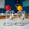 Fashionable Unique Bong Colorful Hookahs Showerhead Perc Water Pipe 14mm Female Joint Oil Dab Rigs 7 Inch Glass Bongs With Bowl Peach Shape