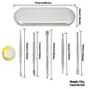 HONEYPUFF 6-Piece Wax Carving Stainless Steel Dab Tool Set - Silicone Container and Protective Metal Carrying Case Included