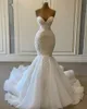 Bridal Gowns Sexy Sweetheart Mermaid African Wedding Dresses 2022 Luxury Beaded Embroidery Women White Organza robe de mariee281f