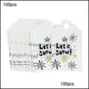 Świąteczne dekoracje świąteczne Party Dostawy Strona główna Ogród 100 Sztuk Merry Rok Prezent Card Etykiety Papierowe Snowflake Drzewo Tagi Dla Xmas DIY Handmad