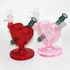 Bong in vetro a forma di cuore rosa Bong Dab Rig Narghilè Tubi d'acqua Bong con Bowl Oil Bubbler Rig